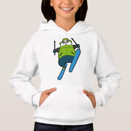 Panda als Skijumper mit Ski Hoodie (Vorderseite)