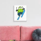 Panda als Skijumper mit Ski Leinwanddruck (Insitu (Wohnzimmer))