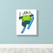 Panda als Skijumper mit Ski Leinwanddruck (Insitu (Holzboden))