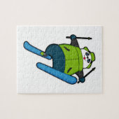 Panda als Skijumper mit Ski Puzzle (Horizontal)