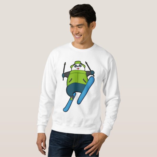 Panda als Skijumper mit Ski Sweatshirt (Vorne ganz)