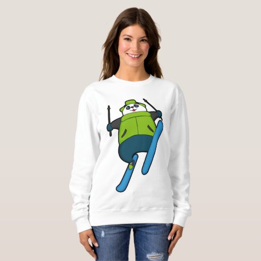 Panda als Skijumper mit Ski Sweatshirt (Vorne ganz)