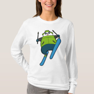 Panda als Skijumper mit Ski T-Shirt