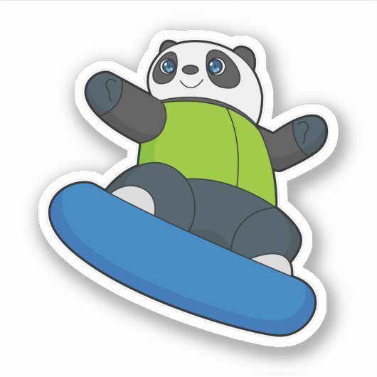 Panda als Snowboarder mit Snowboard Aufkleber (Vorderseite)