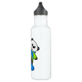 Panda als Snowboarder mit Snowboard Edelstahlflasche (Rechts)