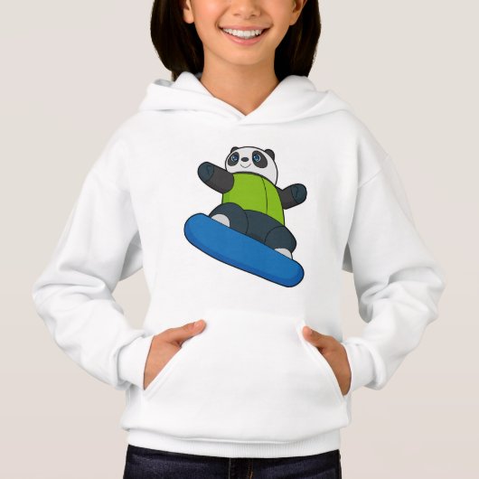 Panda als Snowboarder mit Snowboard Hoodie (Vorderseite)