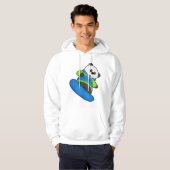 Panda als Snowboarder mit Snowboard Hoodie (Vorne ganz)