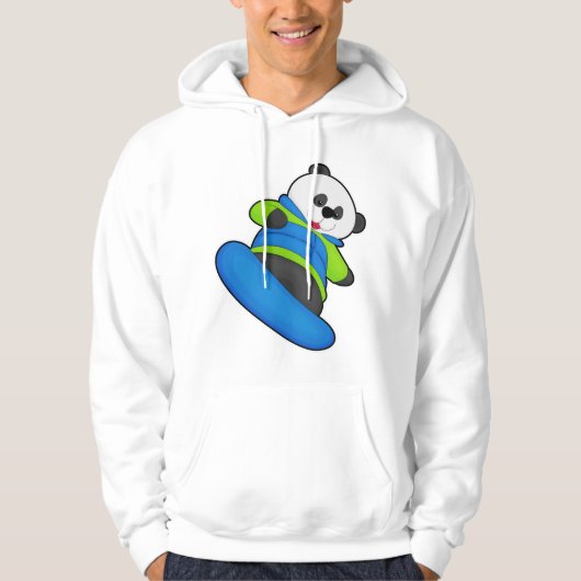 Panda als Snowboarder mit Snowboard Hoodie (Vorderseite)