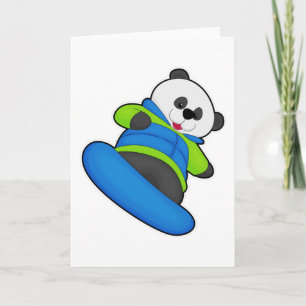 Panda als Snowboarder mit Snowboard Karte