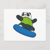 Panda als Snowboarder mit Snowboard Postkarte (Vorderseite)