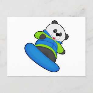 Panda als Snowboarder mit Snowboard Postkarte