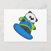 Panda als Snowboarder mit Snowboard Postkarte (Vorderseite)