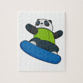 Panda als Snowboarder mit Snowboard Puzzle (Vertikal)
