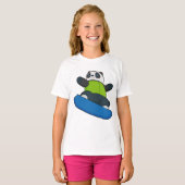 Panda als Snowboarder mit Snowboard T-Shirt (Vorne ganz)