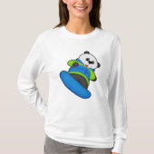 Panda als Snowboarder mit Snowboard T-Shirt (Vorderseite)