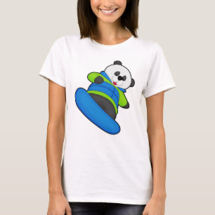Panda als Snowboarder mit Snowboard T-Shirt
