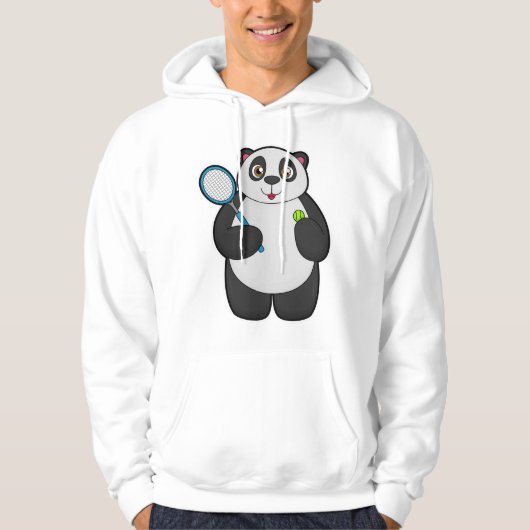 Panda als Tennisspieler mit Tennisschläger Hoodie (Vorderseite)