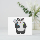 Panda als Tennisspieler mit Tennisschläger Postkarte (Stehend Vorderseite)