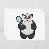 Panda als Tennisspieler mit Tennisschläger Postkarte (Vorne/Hinten)