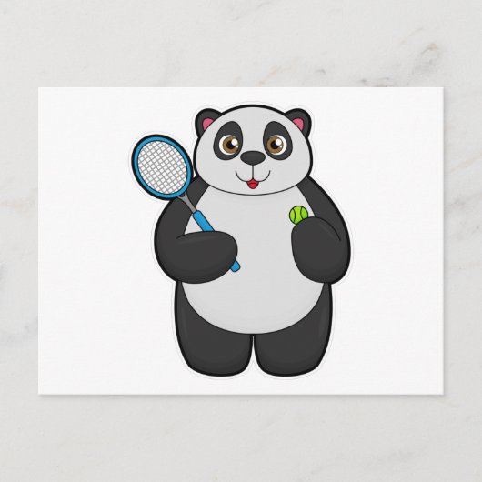 Panda als Tennisspieler mit Tennisschläger Postkarte (Vorderseite)