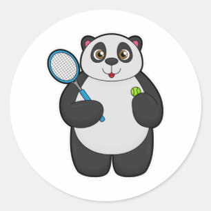 Panda als Tennisspieler mit Tennisschläger Runder Aufkleber