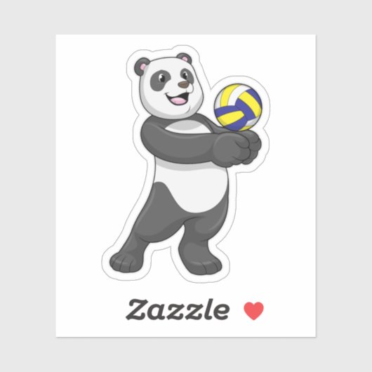 Panda als Volleyballspieler mit Volleyball Aufkleber (Blatt)