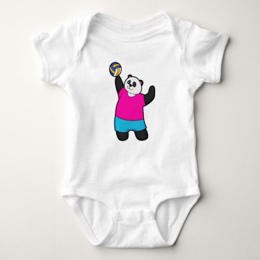 Panda als Volleyballspieler mit Volleyball Baby Strampler (Vorderseite)