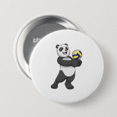 Panda als Volleyballspieler mit Volleyball Button (Vorne & Hinten)