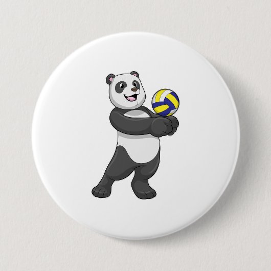 Panda als Volleyballspieler mit Volleyball Button (Vorderseite)