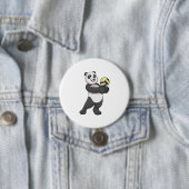 Panda als Volleyballspieler mit Volleyball Button (Beispiel)