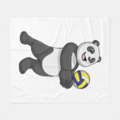 Panda als Volleyballspieler mit Volleyball Fleecedecke (Vorderseite (Horizontal))