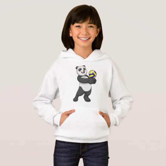Panda als Volleyballspieler mit Volleyball Hoodie (Vorne ganz)