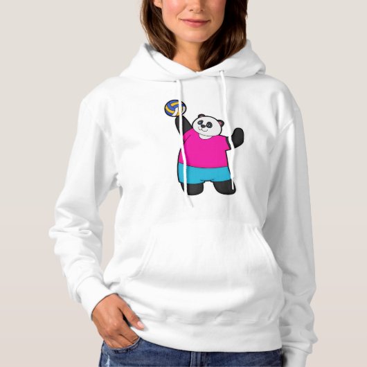 Panda als Volleyballspieler mit Volleyball Hoodie (Vorderseite)