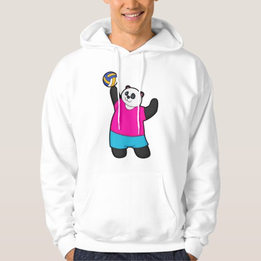 Panda als Volleyballspieler mit Volleyball Hoodie (Vorderseite)