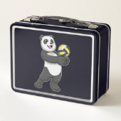 Panda als Volleyballspieler mit Volleyball Metall Brotdose (Rückseite)