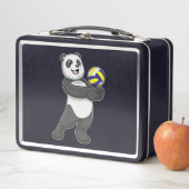 Panda als Volleyballspieler mit Volleyball Metall Brotdose (Beispiel)