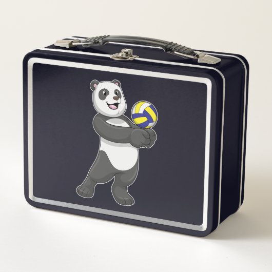 Panda als Volleyballspieler mit Volleyball Metall Brotdose (Vorderseite)