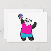 Panda als Volleyballspieler mit Volleyball Postkarte (Vorne/Hinten)