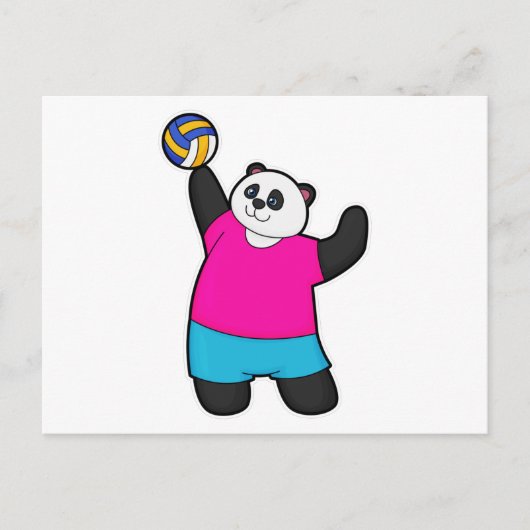 Panda als Volleyballspieler mit Volleyball Postkarte (Vorderseite)