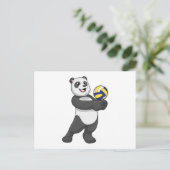 Panda als Volleyballspieler mit Volleyball Postkarte (Stehend Vorderseite)