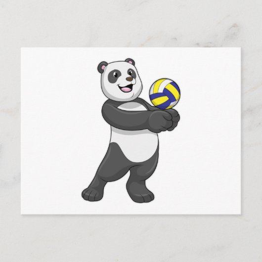Panda als Volleyballspieler mit Volleyball Postkarte (Vorderseite)
