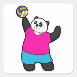 Panda als Volleyballspieler mit Volleyball Quadratischer Aufkleber