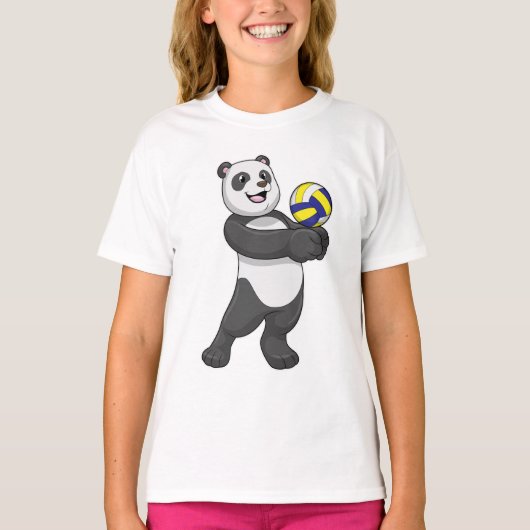 Panda als Volleyballspieler mit Volleyball T-Shirt (Vorderseite)