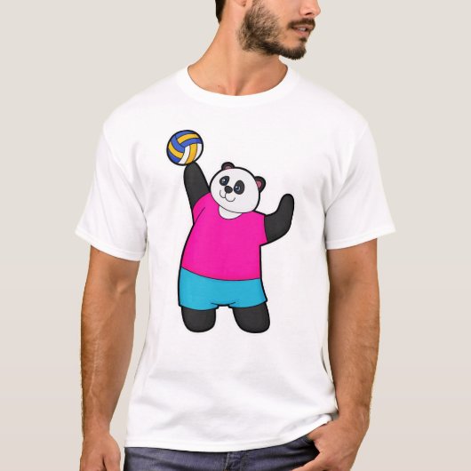 Panda als Volleyballspieler mit Volleyball T-Shirt (Vorderseite)