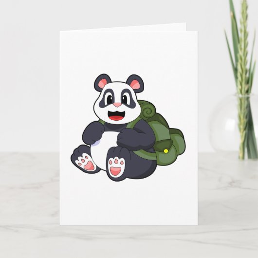 Panda als Wanderer mit Rucksack Karte (Vorderseite)