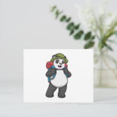 Panda als Wanderer mit Rucksack Postkarte (Stehend Vorderseite)