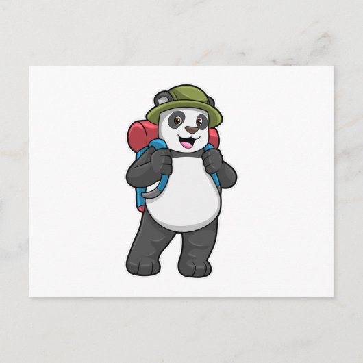 Panda als Wanderer mit Rucksack Postkarte (Vorderseite)