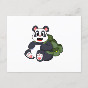 Panda als Wanderer mit Rucksack Postkarte