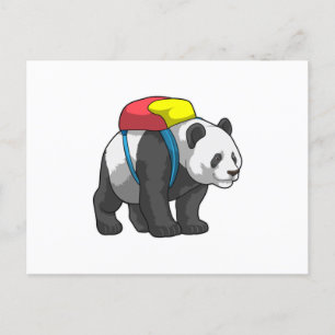 Panda als Wanderer mit Rucksack Postkarte