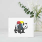 Panda als Wanderer mit Rucksack Postkarte (Stehend Vorderseite)